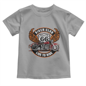 Vintage Route Highway 66 Biker Club Toddler T Shirt Live To Ride Motorcycle Graphic TS12 Sport Gray Print Your Wear