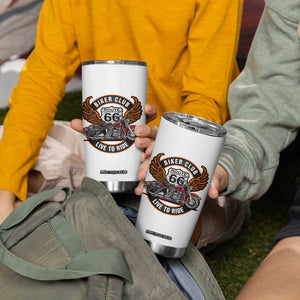 Vintage Route Highway 66 Biker Club Tumbler Cup Live To Ride Motorcycle Graphic TS12 Print Your Wear