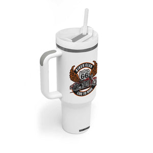 Vintage Route Highway 66 Biker Club Tumbler With Handle Live To Ride Motorcycle Graphic TS12 Print Your Wear