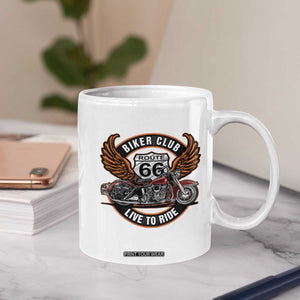 Vintage Route Highway 66 Biker Club Coffee Mug Live To Ride Motorcycle Graphic TS12 Print Your Wear