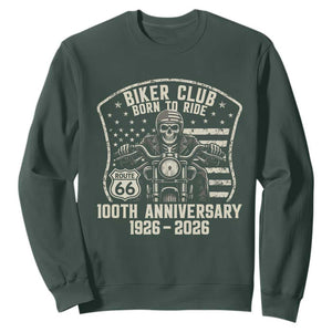 Vintage Biker Club Born To Ride Sweatshirt 100th Anniversary Mother Road TS12 Dark Forest Green Print Your Wear