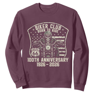 Vintage Biker Club Born To Ride Sweatshirt 100th Anniversary Mother Road TS12 Maroon Print Your Wear