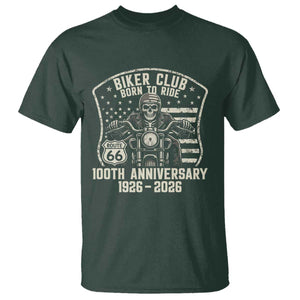 Vintage Biker Club Born To Ride T Shirt 100th Anniversary Mother Road TS12 Dark Forest Green Print Your Wear
