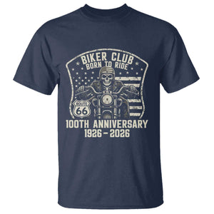Vintage Biker Club Born To Ride T Shirt 100th Anniversary Mother Road TS12 Navy Print Your Wear