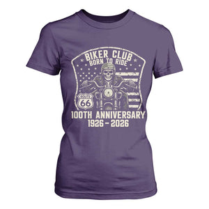 Vintage Biker Club Born To Ride T Shirt For Women 100th Anniversary Mother Road TS12 Purple Print Your Wear