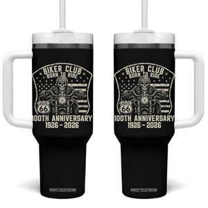 Vintage Biker Club Born To Ride Tumbler With Handle 100th Anniversary Mother Road TS12 One Size: 40 oz Black Print Your Wear