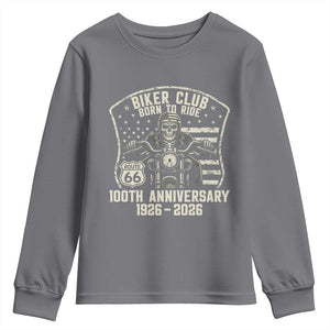 Vintage Biker Club Born To Ride Youth Sweatshirt 100th Anniversary Mother Road TS12 Charcoal Print Your Wear
