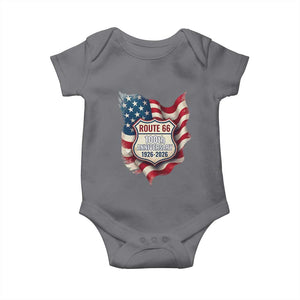 Route Highway 66 Centennial Baby Onesie Vintage American Flag Patriotic Gift TS12 Charcoal Print Your Wear