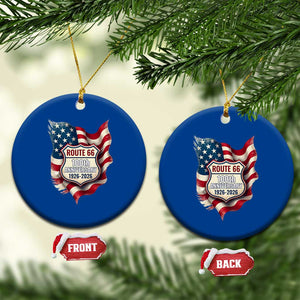 Route Highway 66 Centennial Ceramic Ornament Vintage American Flag Patriotic Gift TS12 1pc Blue Print Your Wear