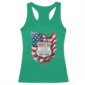 Route Highway 66 Centennial Racerback Tank Top Vintage American Flag Patriotic Gift TS12 Irish Green Print Your Wear