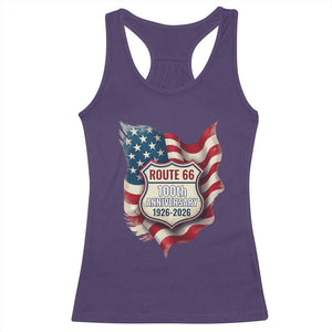 Route Highway 66 Centennial Racerback Tank Top Vintage American Flag Patriotic Gift TS12 Purple Print Your Wear