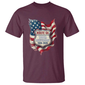 Route Highway 66 Centennial T Shirt Vintage American Flag Patriotic Gift TS12 Maroon Print Your Wear