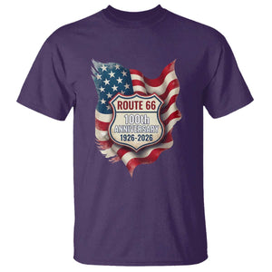 Route Highway 66 Centennial T Shirt Vintage American Flag Patriotic Gift TS12 Purple Print Your Wear