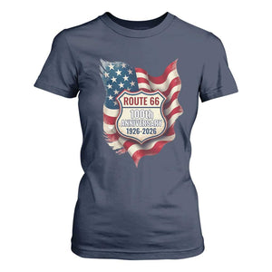 Route Highway 66 Centennial T Shirt For Women Vintage American Flag Patriotic Gift TS12 Navy Print Your Wear