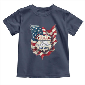 Route Highway 66 Centennial Toddler T Shirt Vintage American Flag Patriotic Gift TS12 Navy Print Your Wear