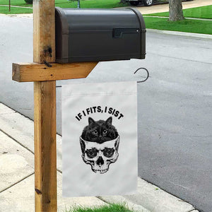 If I Fits I Sits Black Cat Skull Garden Flag Gothic Dark Humor Gift TS12 Print Your Wear