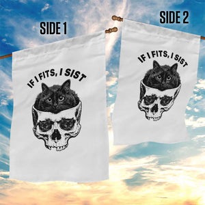 If I Fits I Sits Black Cat Skull Garden Flag Gothic Dark Humor Gift TS12 Print Your Wear