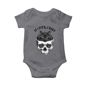 If I Fits I Sits Black Cat Skull Baby Onesie Gothic Dark Humor Gift TS12 Charcoal Print Your Wear