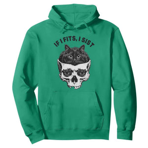 If I Fits I Sits Black Cat Skull Hoodie Gothic Dark Humor Gift TS12 Irish Green Print Your Wear