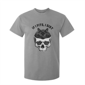 If I Fits I Sits Black Cat Skull T Shirt For Kid Gothic Dark Humor Gift TS12 Sport Gray Print Your Wear