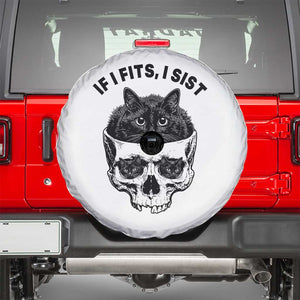 If I Fits I Sits Black Cat Skull Spare Tire Cover Gothic Dark Humor Gift TS12 White Print Your Wear