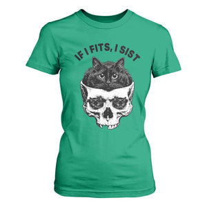 If I Fits I Sits Black Cat Skull T Shirt For Women Gothic Dark Humor Gift TS12 Irish Green Print Your Wear