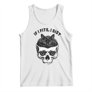 If I Fits I Sits Black Cat Skull Tank Top Gothic Dark Humor Gift TS12 White Print Your Wear