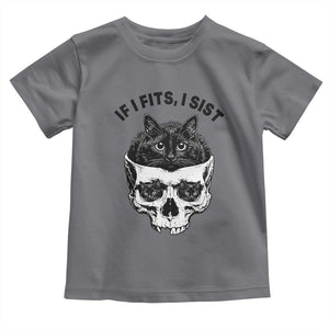If I Fits I Sits Black Cat Skull Toddler T Shirt Gothic Dark Humor Gift TS12 Charcoal Print Your Wear