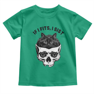 If I Fits I Sits Black Cat Skull Toddler T Shirt Gothic Dark Humor Gift TS12 Irish Green Print Your Wear