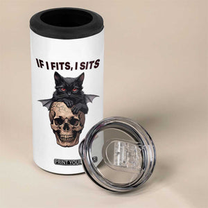 Gothic Cat Skull Graphic 4 in 1 Can Cooler Tumbler If I Fits I Sits Creepy Cute Gift TS12 Print Your Wear