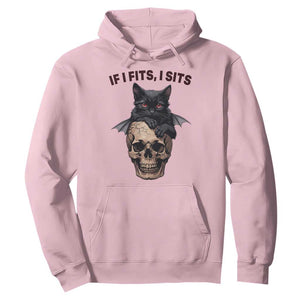 Gothic Cat Skull Graphic Hoodie If I Fits I Sits Creepy Cute Gift TS12 Light Pink Print Your Wear