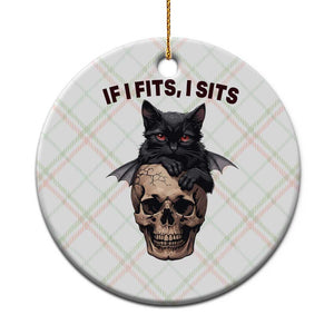 Gothic Cat Skull Graphic Ceramic Ornament If I Fits I Sits Creepy Cute Gift TS12 1pc Christmas Plaid Print Your Wear