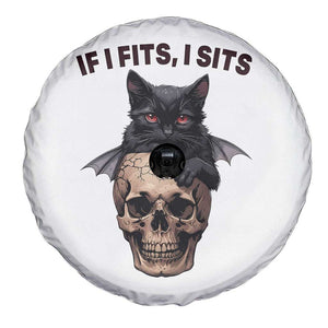 Gothic Cat Skull Graphic Spare Tire Cover If I Fits I Sits Creepy Cute Gift TS12 Print Your Wear