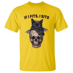 Gothic Cat Skull Graphic T Shirt If I Fits I Sits Creepy Cute Gift TS12 Daisy Print Your Wear