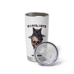 Gothic Cat Skull Graphic Tumbler Cup If I Fits I Sits Creepy Cute Gift TS12 Print Your Wear
