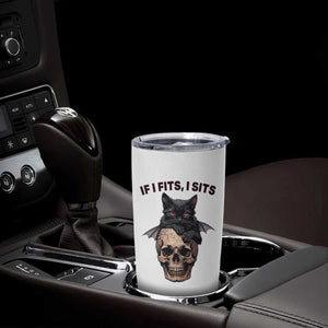 Gothic Cat Skull Graphic Tumbler Cup If I Fits I Sits Creepy Cute Gift TS12 Print Your Wear