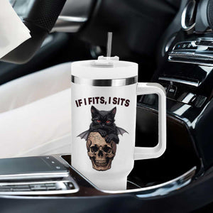 Gothic Cat Skull Graphic Tumbler With Handle If I Fits I Sits Creepy Cute Gift TS12 Print Your Wear