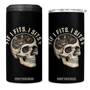 Funny Gothic Black Cat Skull 4 in 1 Can Cooler Tumbler If I Fits I Sits TS12 One Size: 16 oz Black Print Your Wear