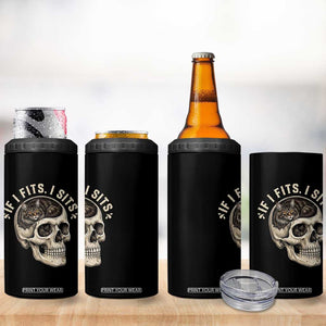 Funny Gothic Black Cat Skull 4 in 1 Can Cooler Tumbler If I Fits I Sits TS12 Print Your Wear