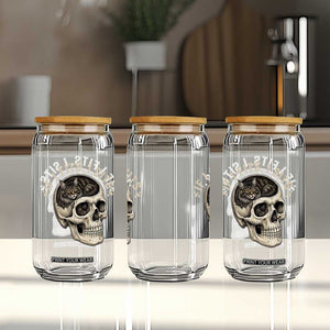 Funny Gothic Black Cat Skull Glass Can If I Fits I Sits TS12 Print Your Wear