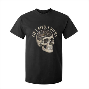 Funny Gothic Black Cat Skull T Shirt For Kid If I Fits I Sits TS12 Black Print Your Wear