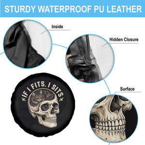Funny Gothic Black Cat Skull Spare Tire Cover If I Fits I Sits TS12 Print Your Wear