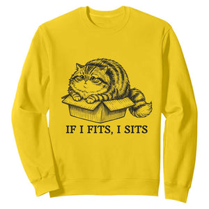 If I Fits I Sits Sweatshirt Chubby Kitty Funny Cat Lover Gift TS12 Daisy Print Your Wear
