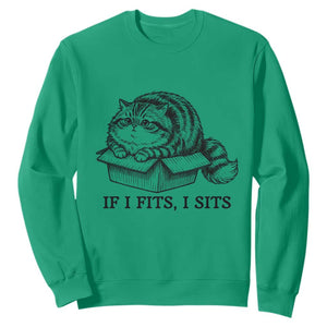 If I Fits I Sits Sweatshirt Chubby Kitty Funny Cat Lover Gift TS12 Irish Green Print Your Wear