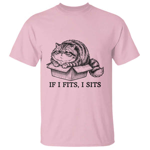 If I Fits I Sits T Shirt Chubby Kitty Funny Cat Lover Gift TS12 Light Pink Print Your Wear