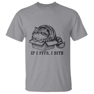 If I Fits I Sits T Shirt Chubby Kitty Funny Cat Lover Gift TS12 Sport Gray Print Your Wear