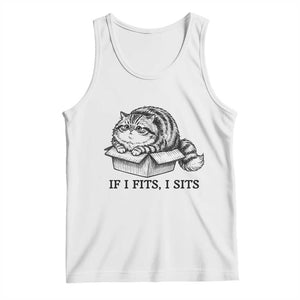 If I Fits I Sits Tank Top Chubby Kitty Funny Cat Lover Gift TS12 White Print Your Wear