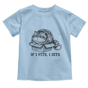 If I Fits I Sits Toddler T Shirt Chubby Kitty Funny Cat Lover Gift TS12 Light Blue Print Your Wear
