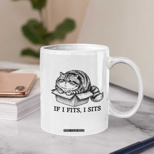 If I Fits I Sits Coffee Mug Chubby Kitty Funny Cat Lover Gift TS12 Print Your Wear