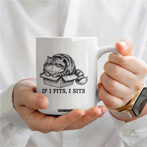 If I Fits I Sits Coffee Mug Chubby Kitty Funny Cat Lover Gift TS12 Print Your Wear